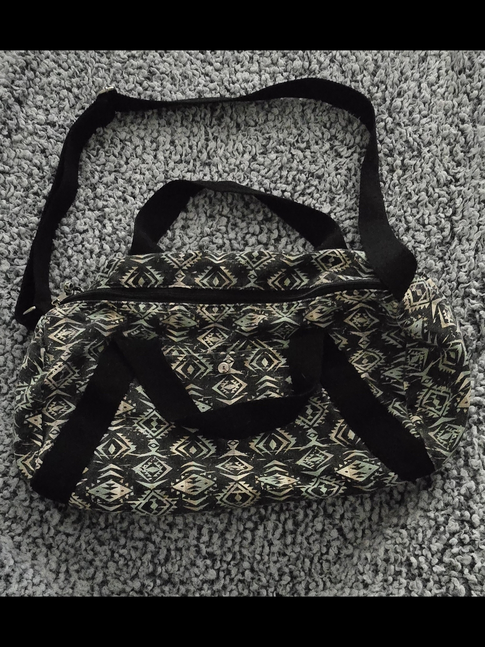 No Boundaries Black and Cream Aztec Travel Duffel